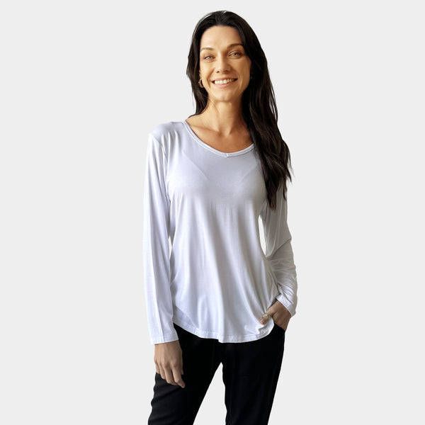 AM022118 SCOOP V NECK LOOSE TOP (SALE)