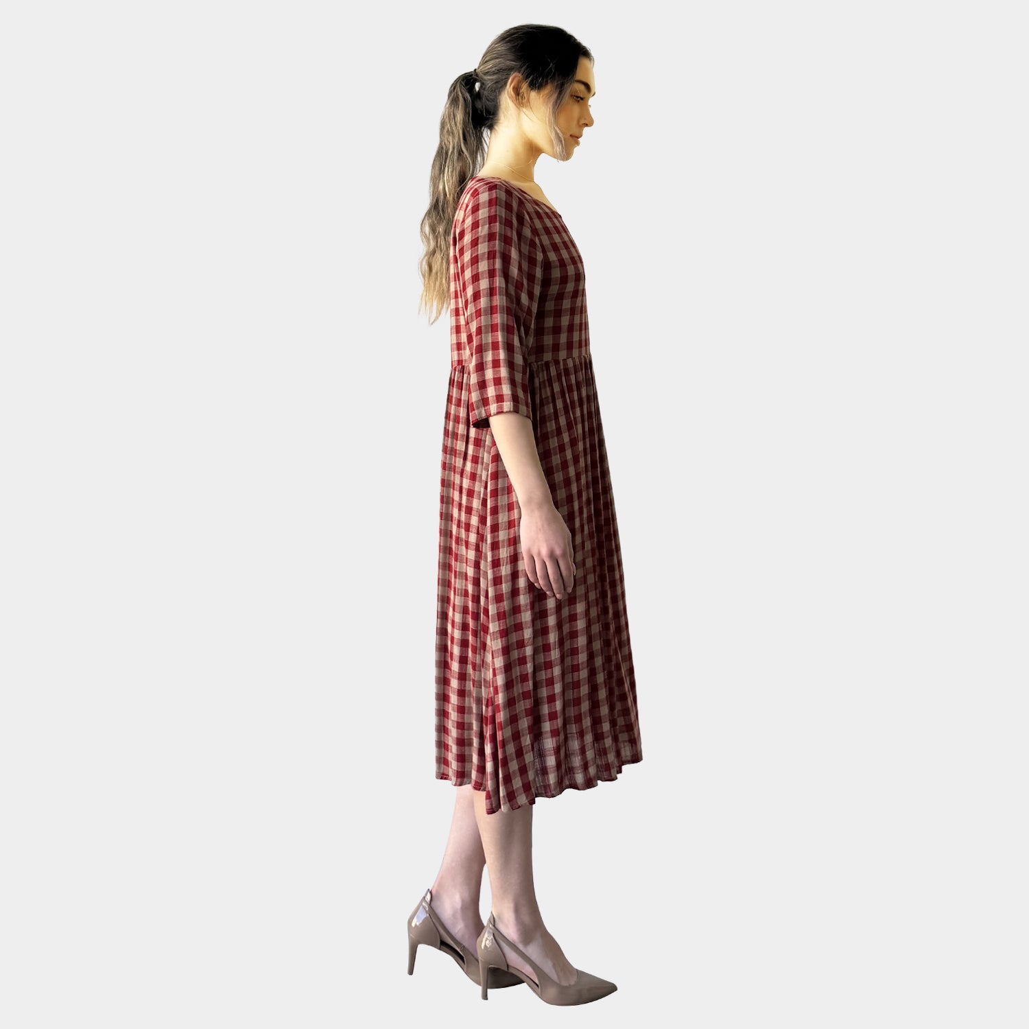 AM023015 TALIA SOFT GINGHAM DRESS