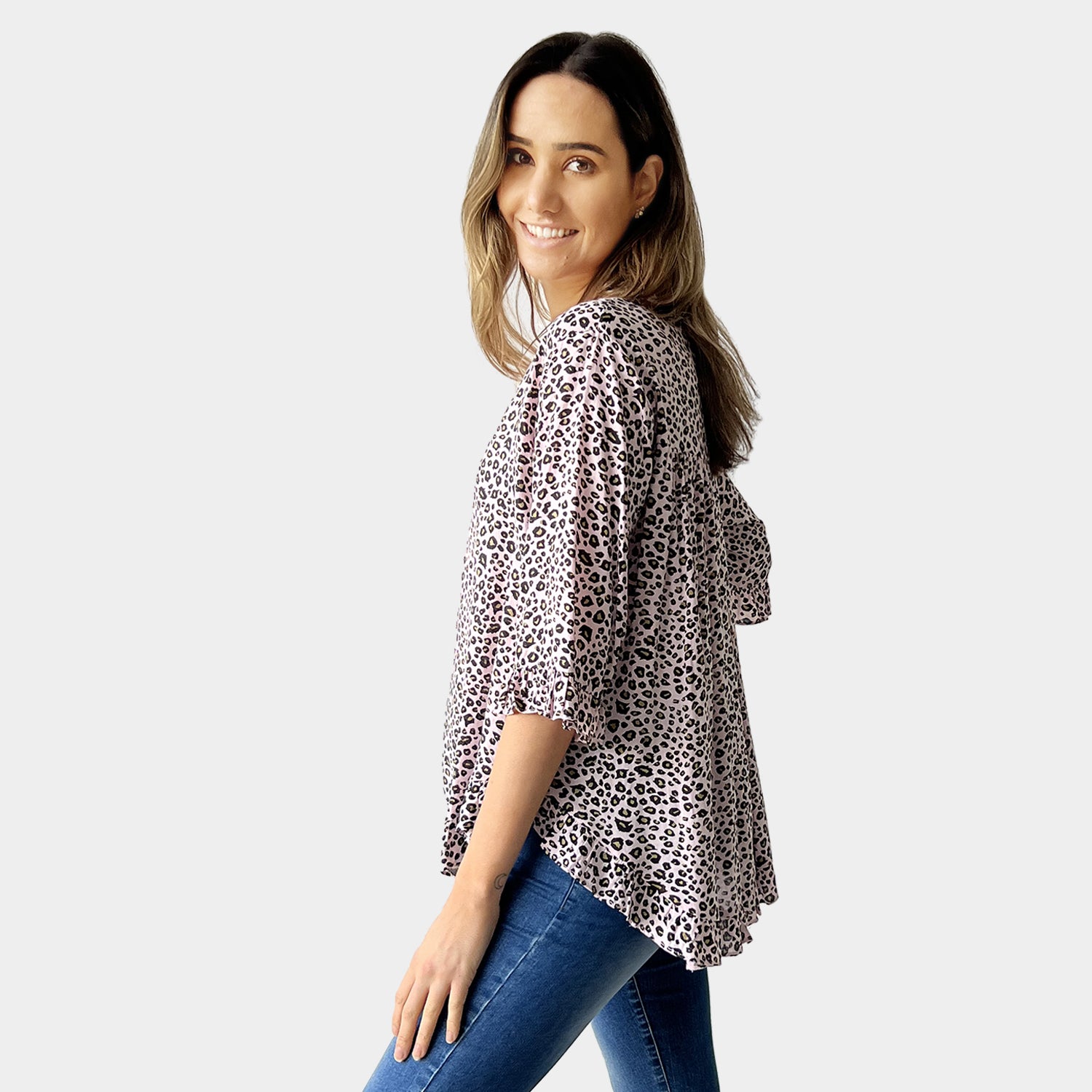 AM02496-2 LEOPARD PRINT LINEN COTTON TOP