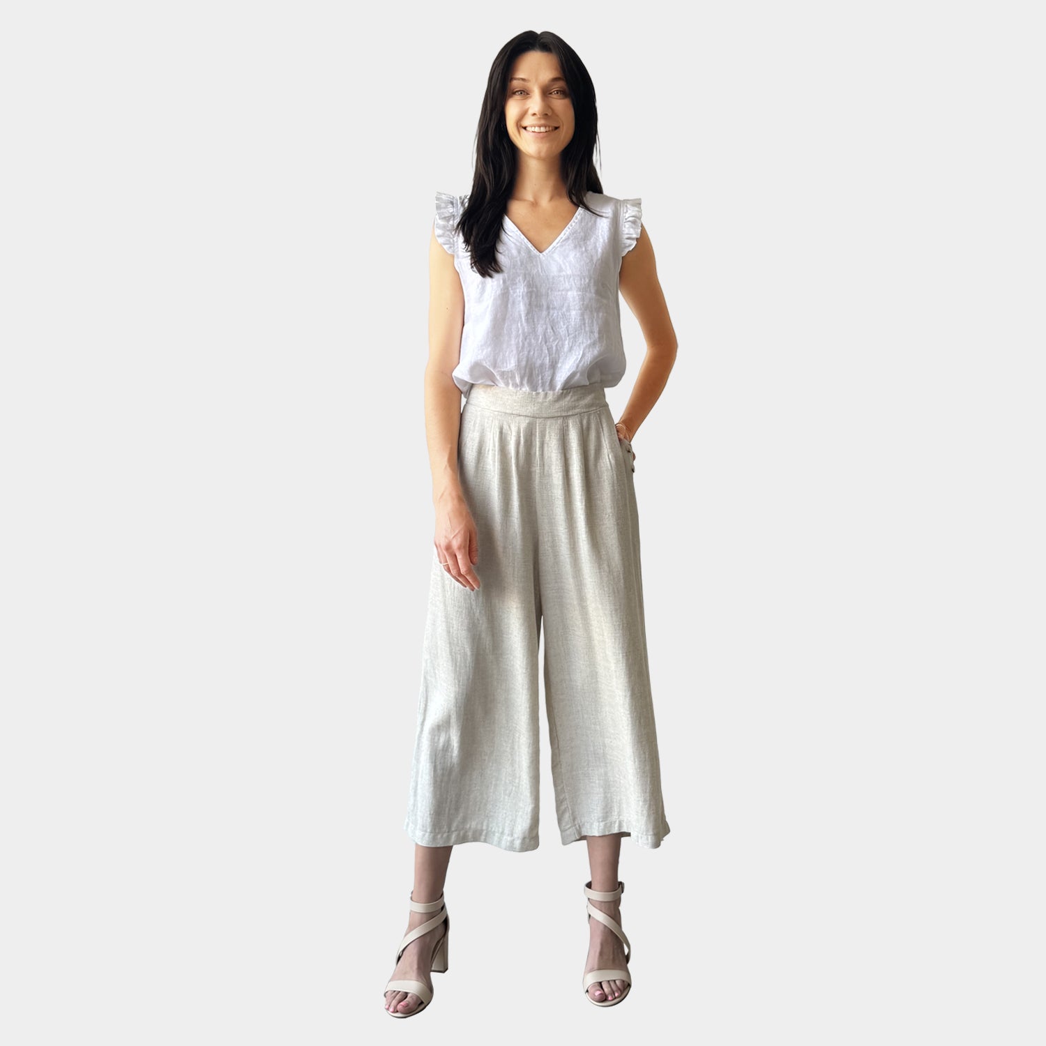 AM02487  POCKET BUTTON TRIM PANT