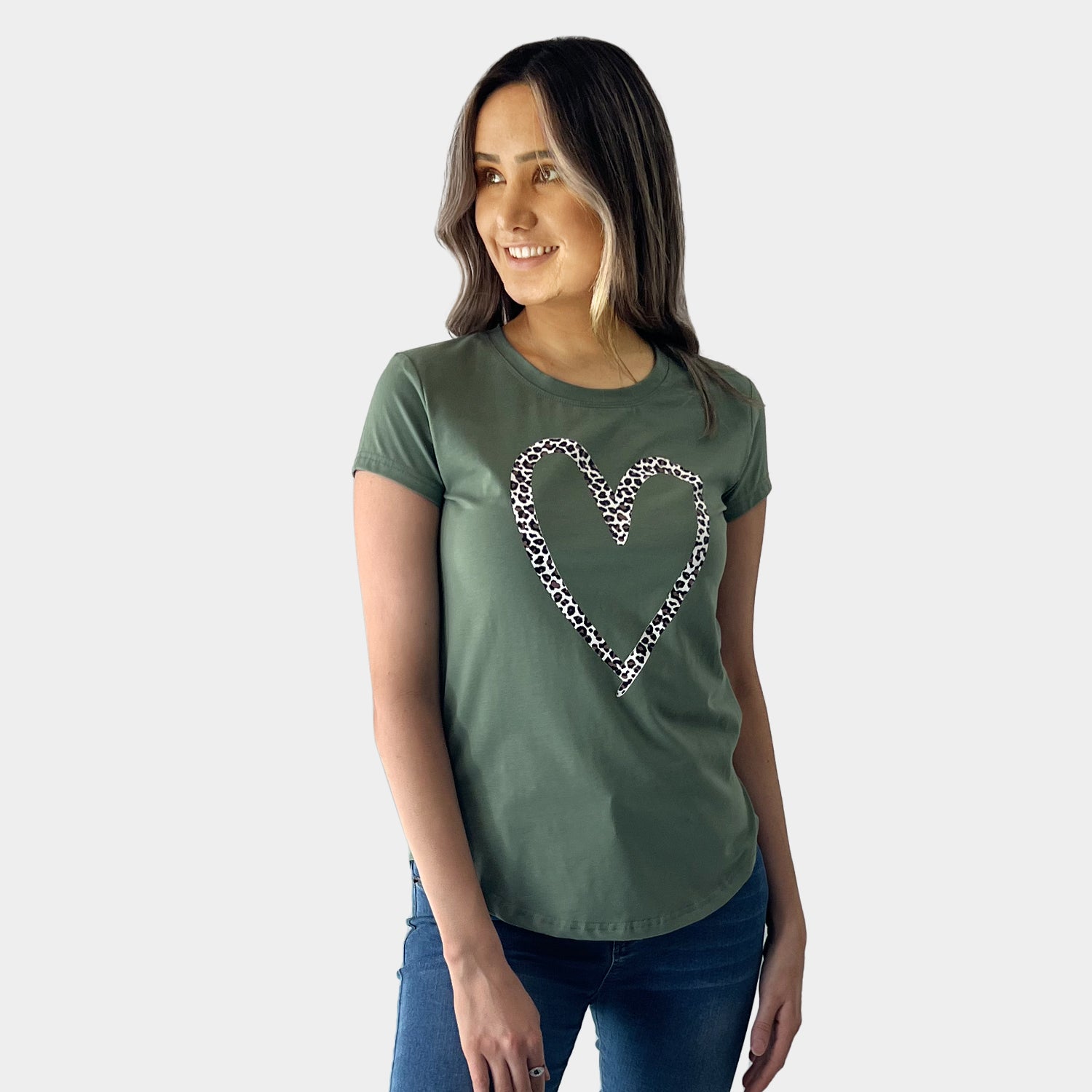 AM01292 LEOPARD HEART TEE (SALE) PINK
