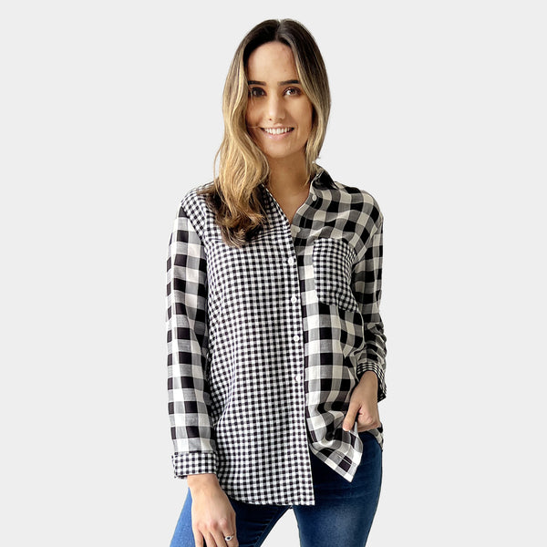 AM0224 MIX GINGHAM SHIRT