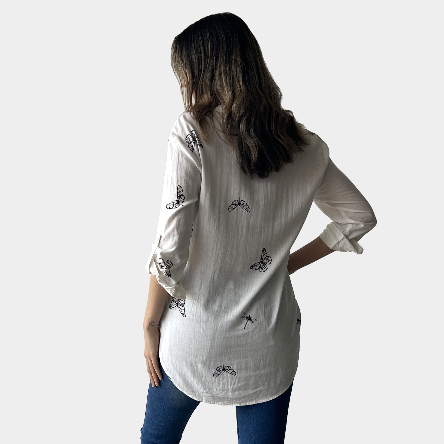 AM01241-1 PRINT LINEN COTTON SHIRT