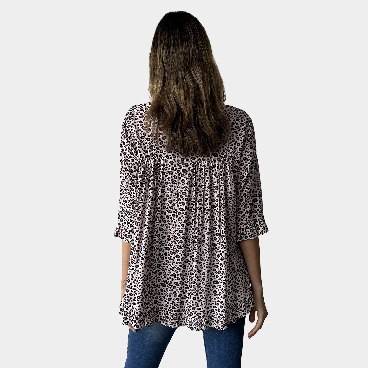 AM02496-2 LEOPARD PRINT LINEN COTTON TOP