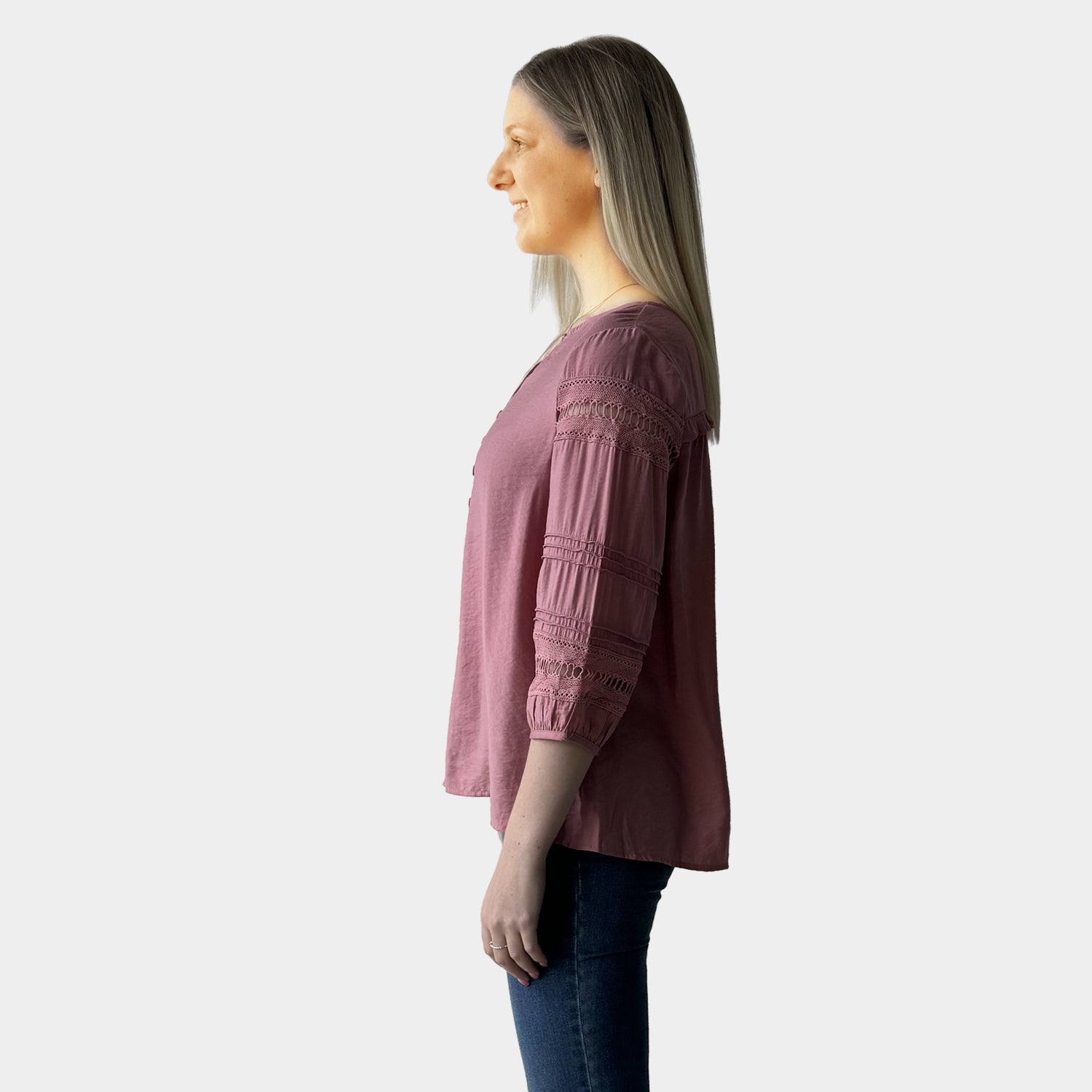 AM02398 LACE TRIM SLEEVE TOP