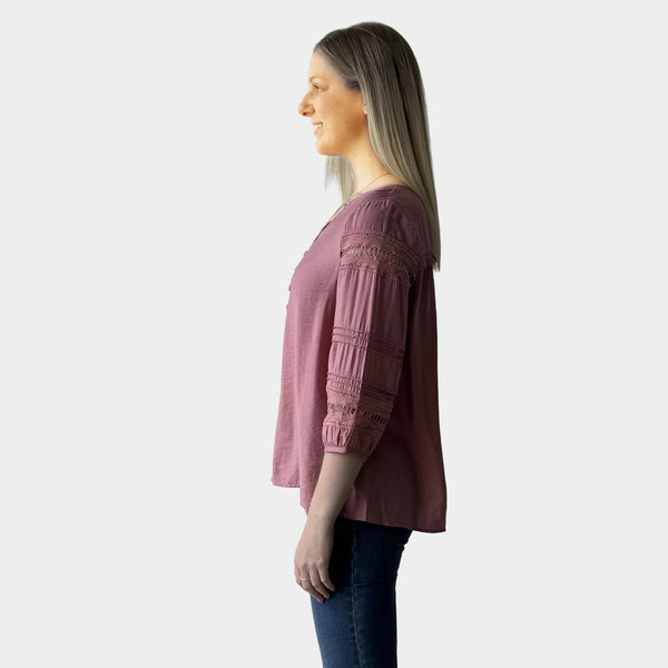 AM02398 LACE TRIM SLEEVE TOP