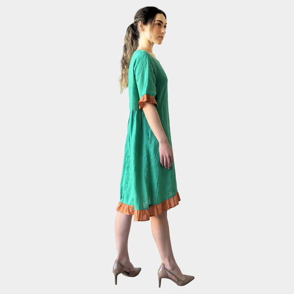 AM0225 FUNKY MIX 100%LINEN DRESS (SALE)
