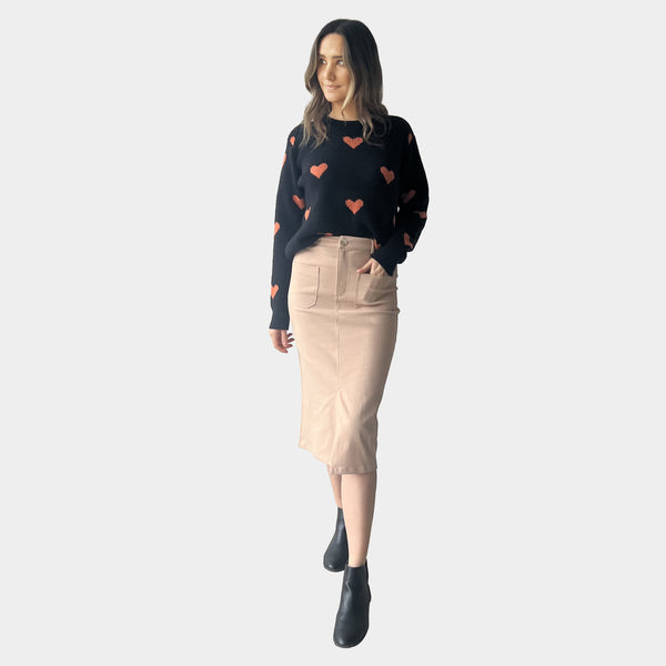 AM023021  TWO SIDE POCKET SKIRT