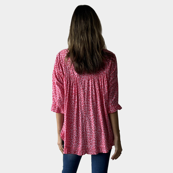AM02496-2 LEOPARD PRINT LINEN COTTON TOP