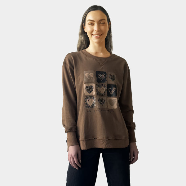 AM24026  MULTI PRINT SIDE POCKET SWEATSHIRT