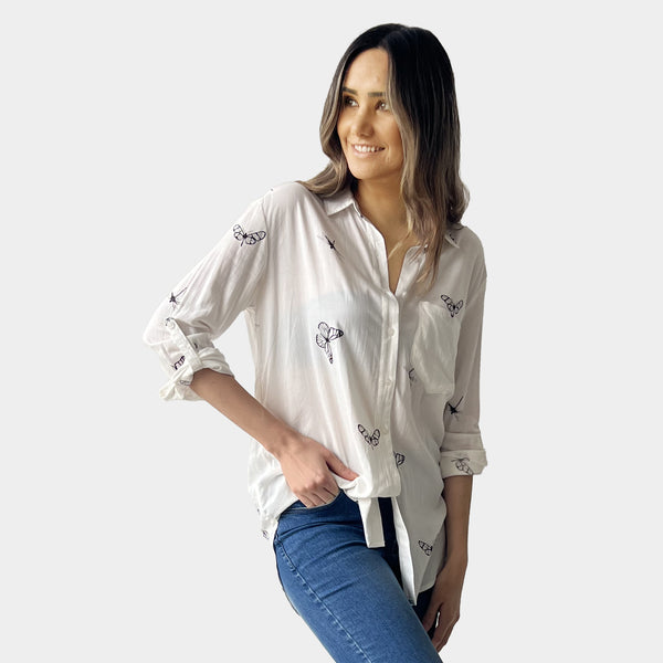AM01241-1 PRINT LINEN COTTON SHIRT