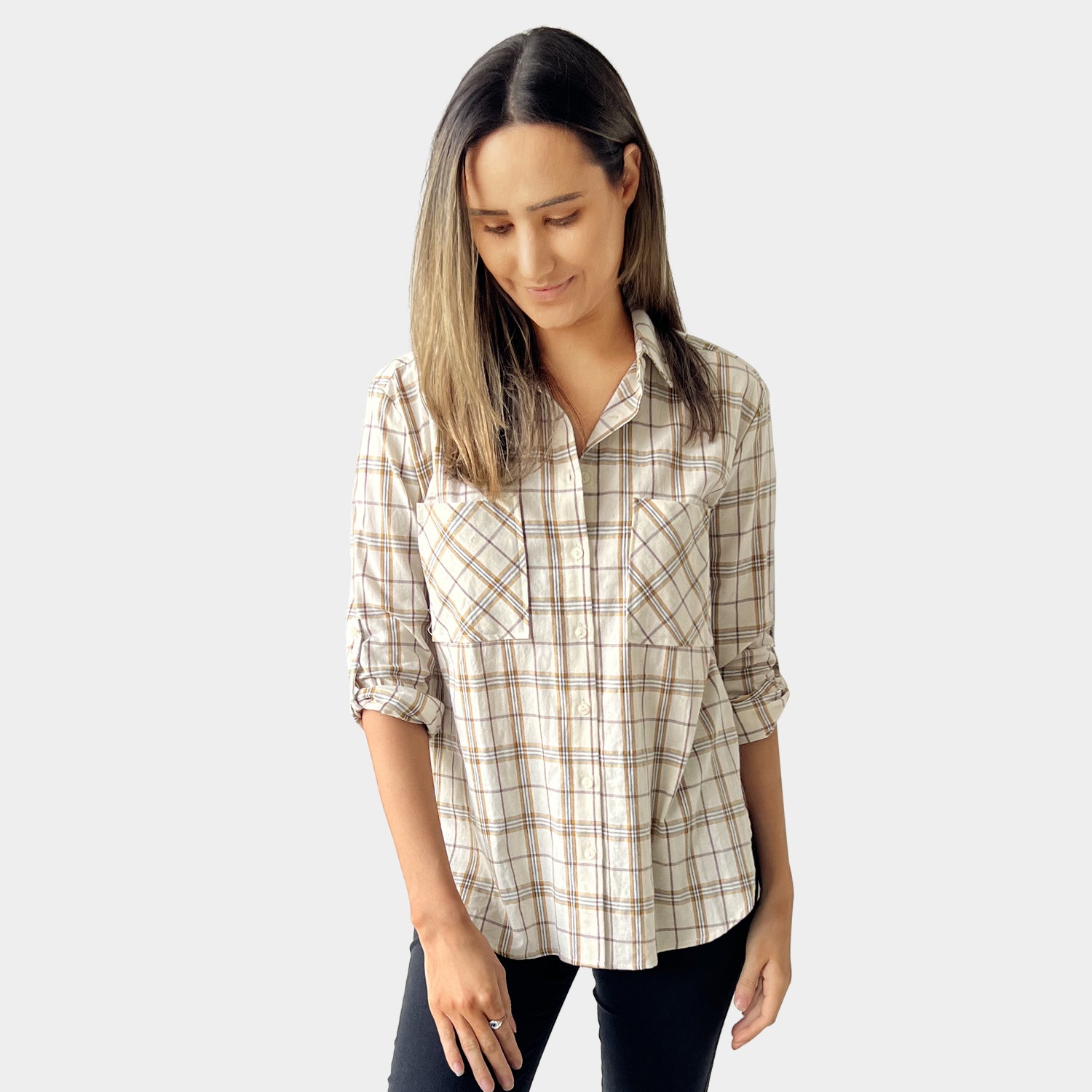 AM02369 COTTON GINGHAM SHIRT (SALE)