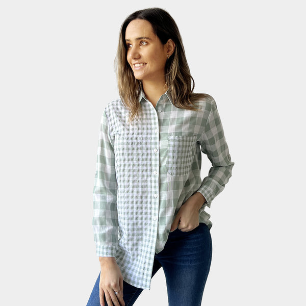 AM0224 MIX GINGHAM SHIRT