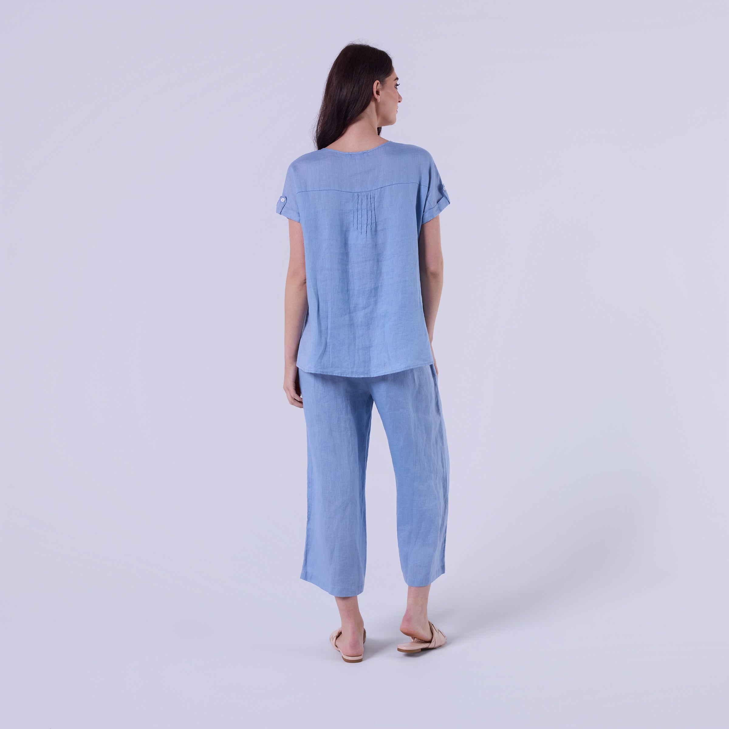 AM0222 100%LINEN V NECK TOP