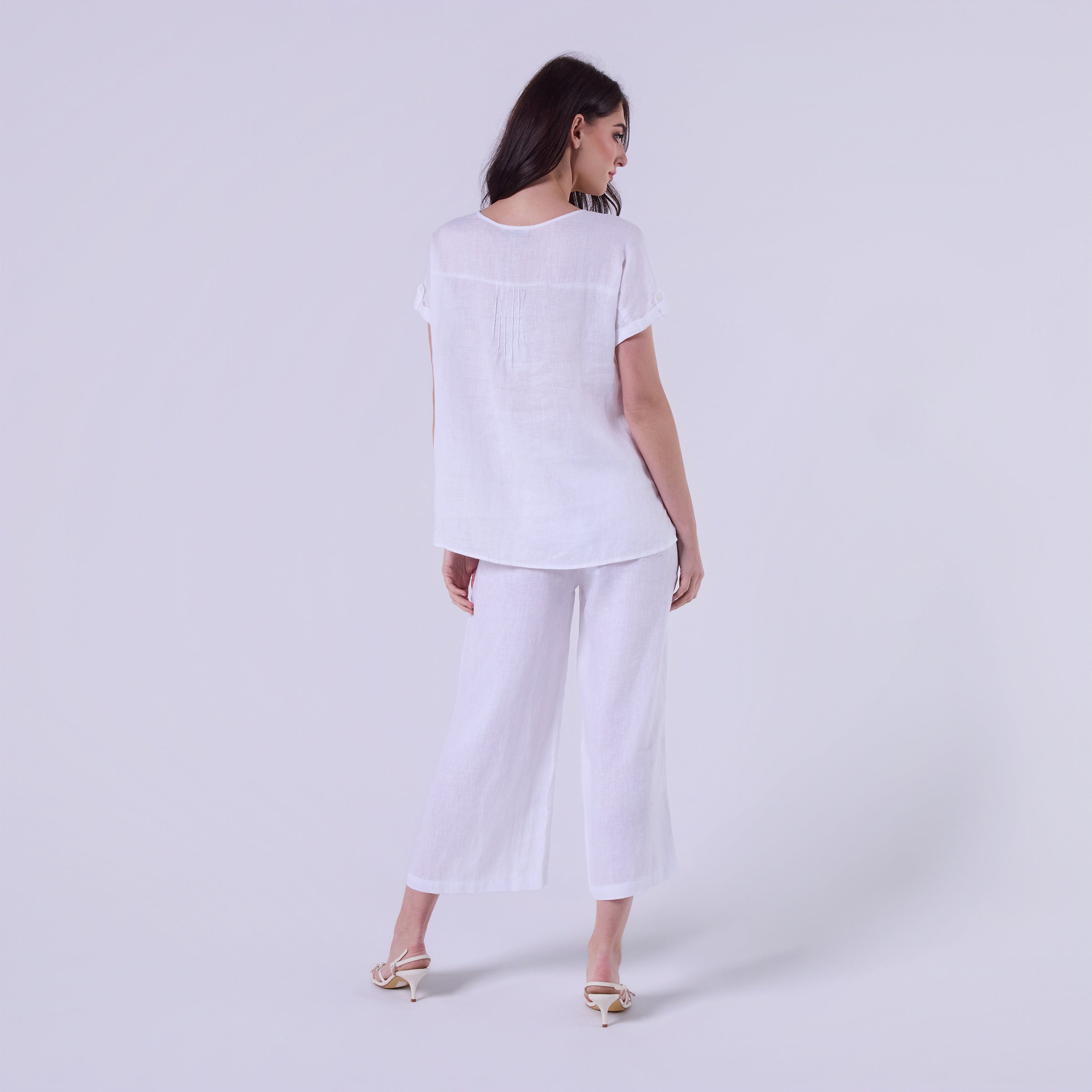 AM0222 100%LINEN V NECK TOP