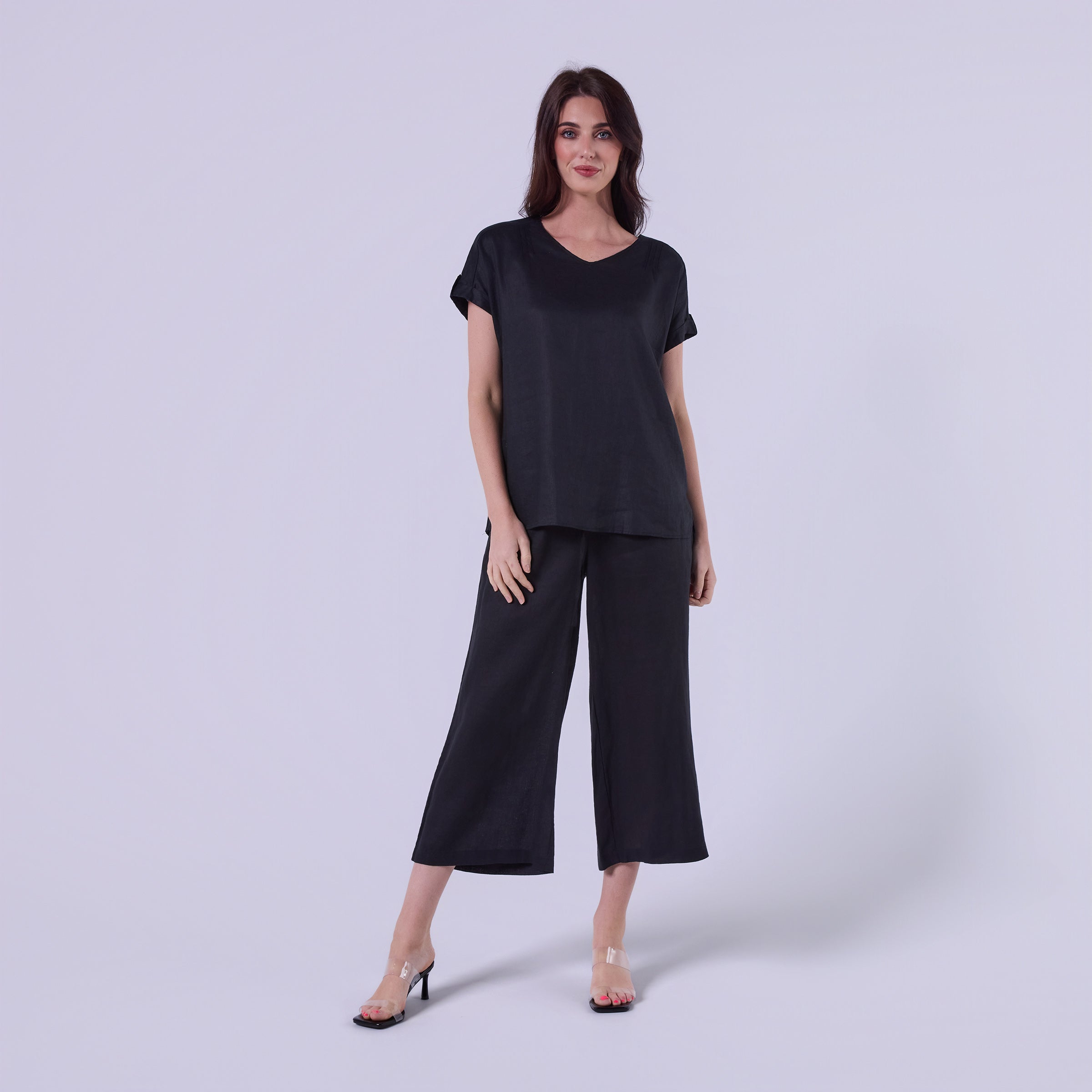 AM0223 SIDE POCKET 100%LINEN PANT