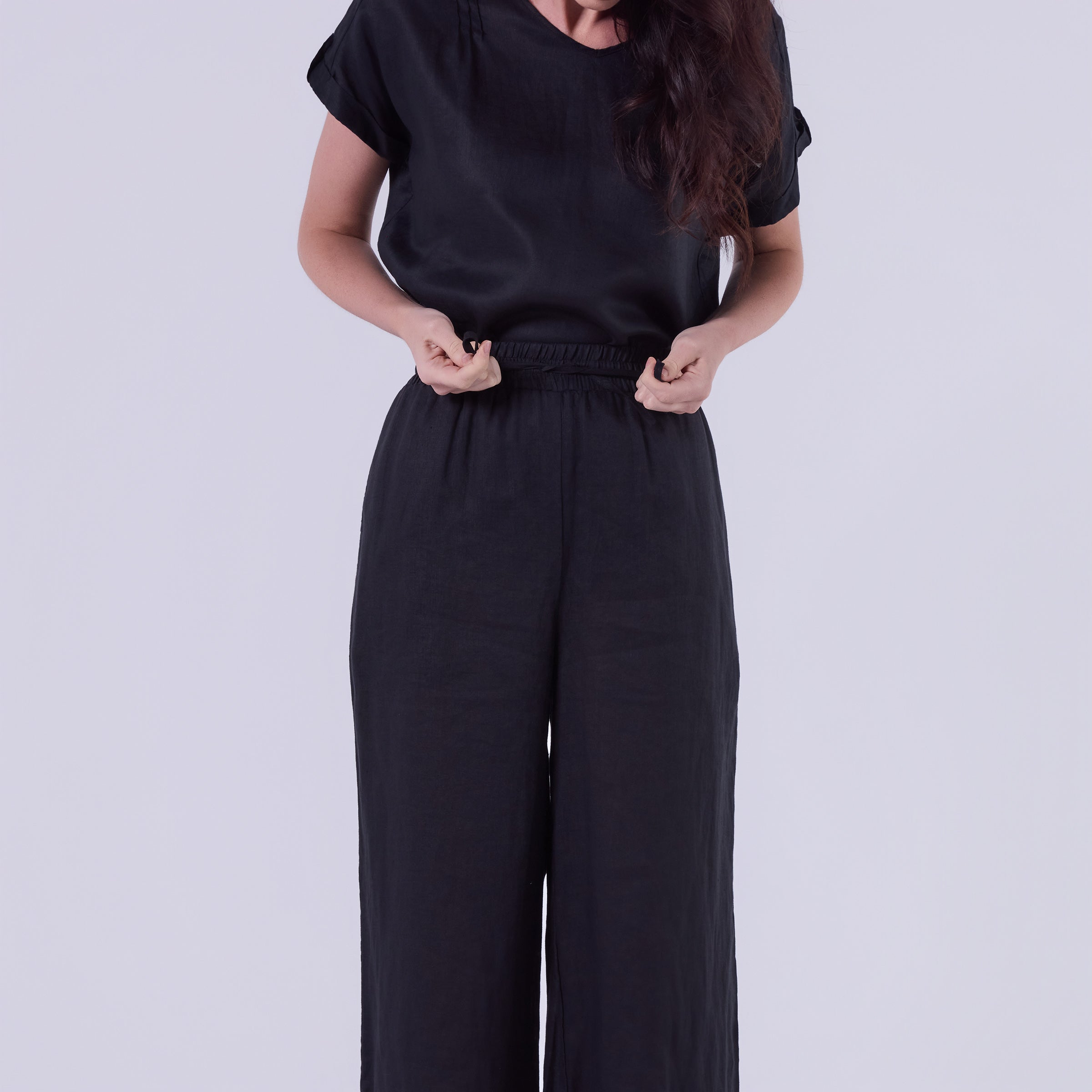 AM0223 SIDE POCKET 100%LINEN PANT