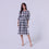 AM022178 CLASSIC GINGHAM 100%LINEN DRESS