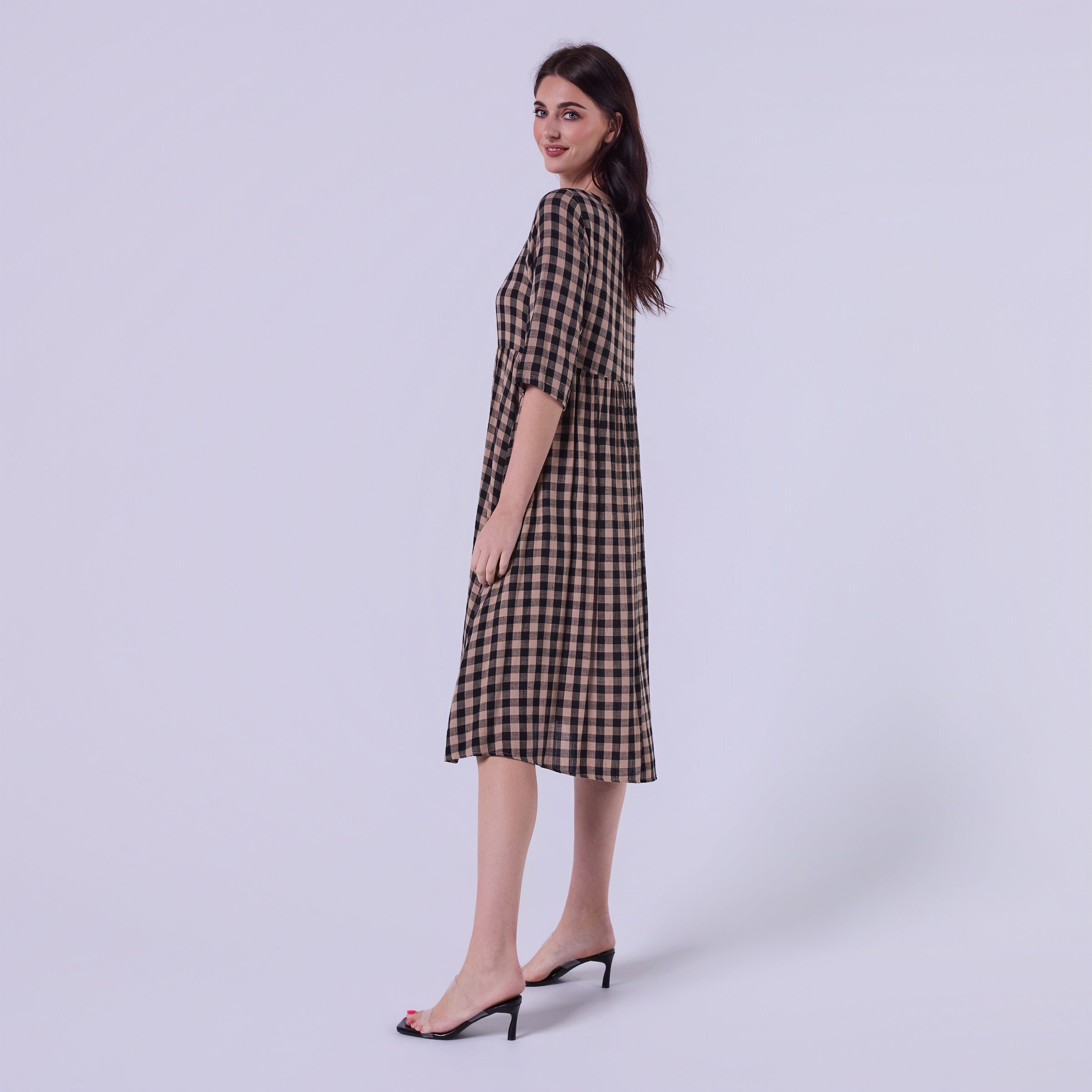 AM023015 TALIA SOFT GINGHAM DRESS