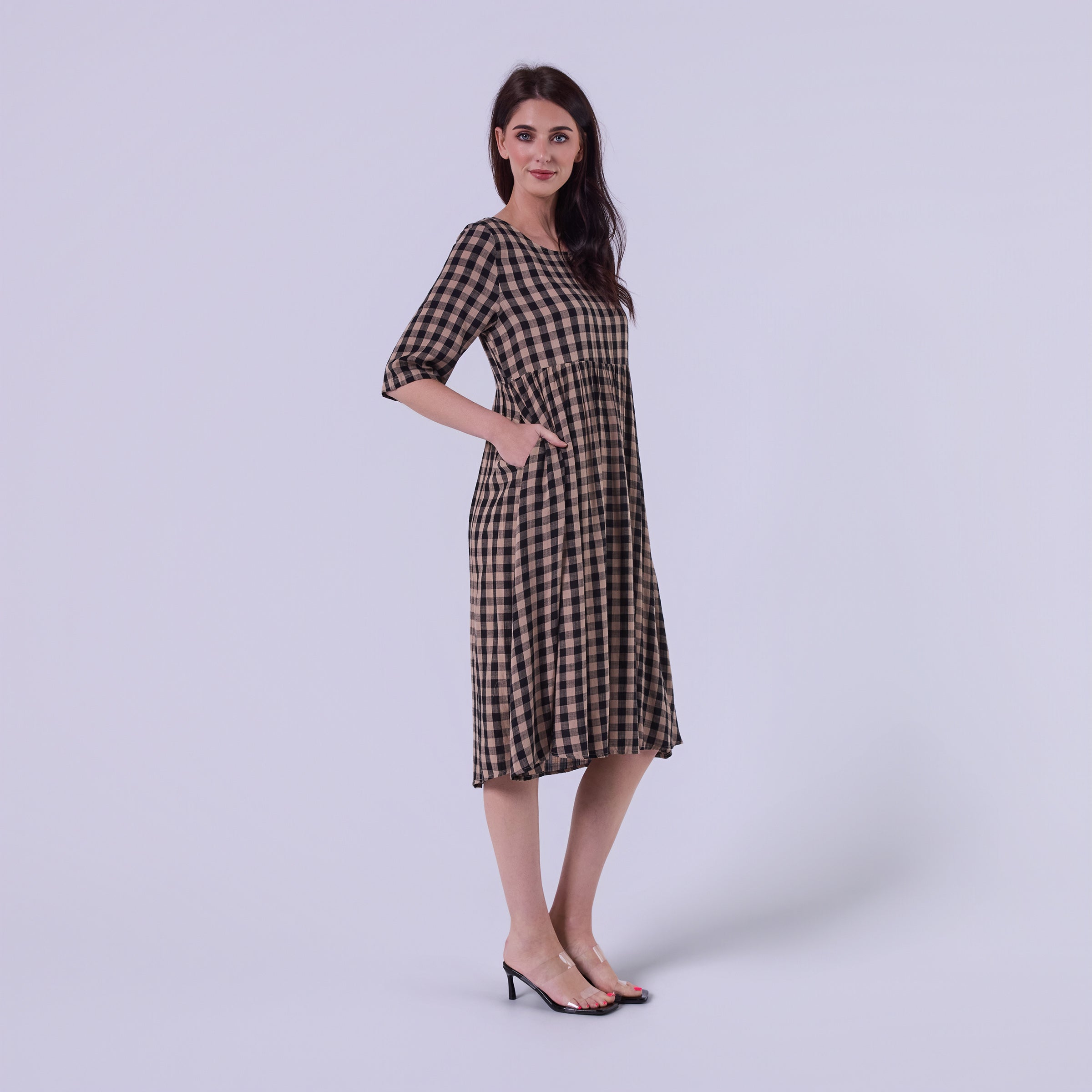 AM023015 TALIA SOFT GINGHAM DRESS