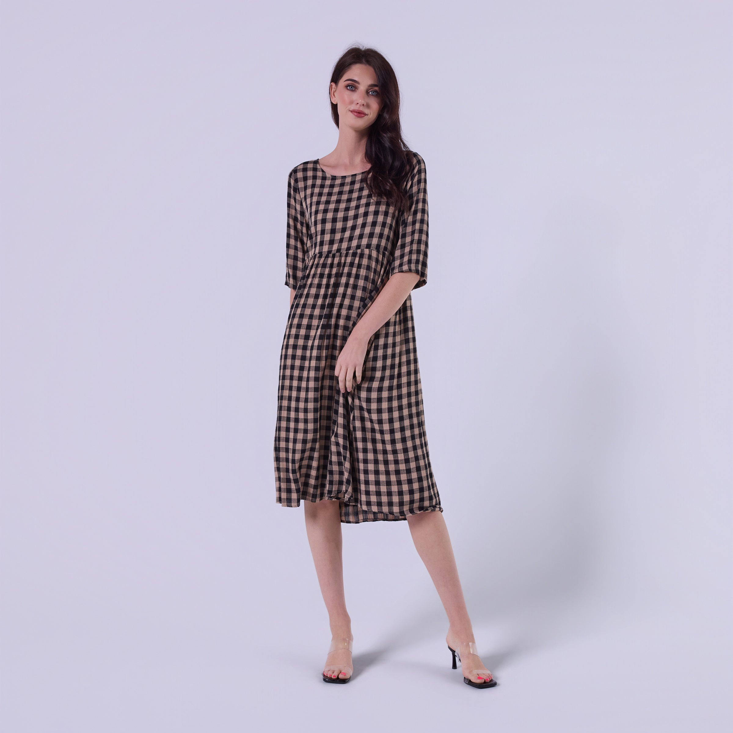 AM023015 TALIA SOFT GINGHAM DRESS