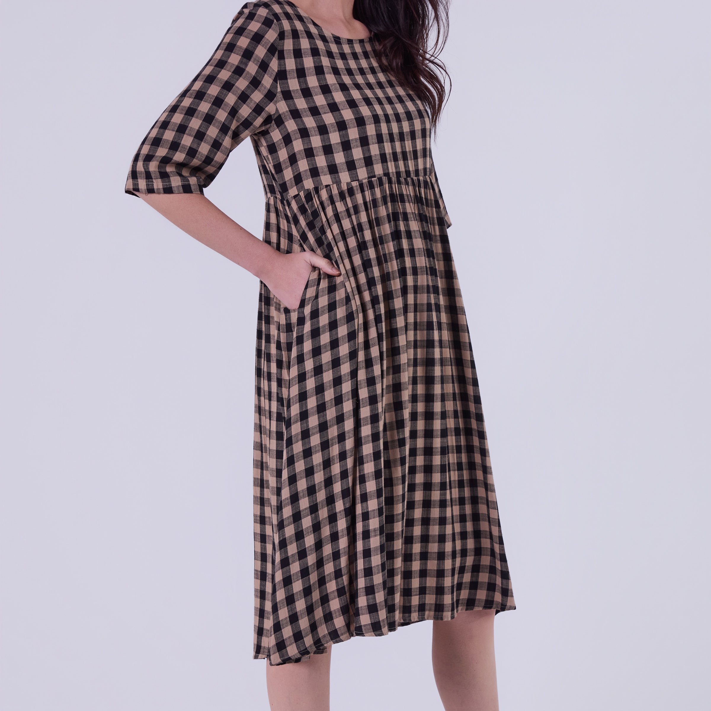 AM023015 TALIA SOFT GINGHAM DRESS