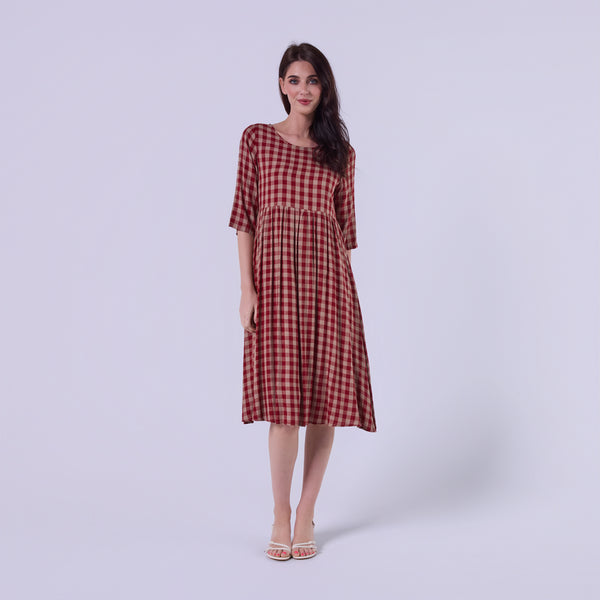 AM023015 TALIA SOFT GINGHAM DRESS