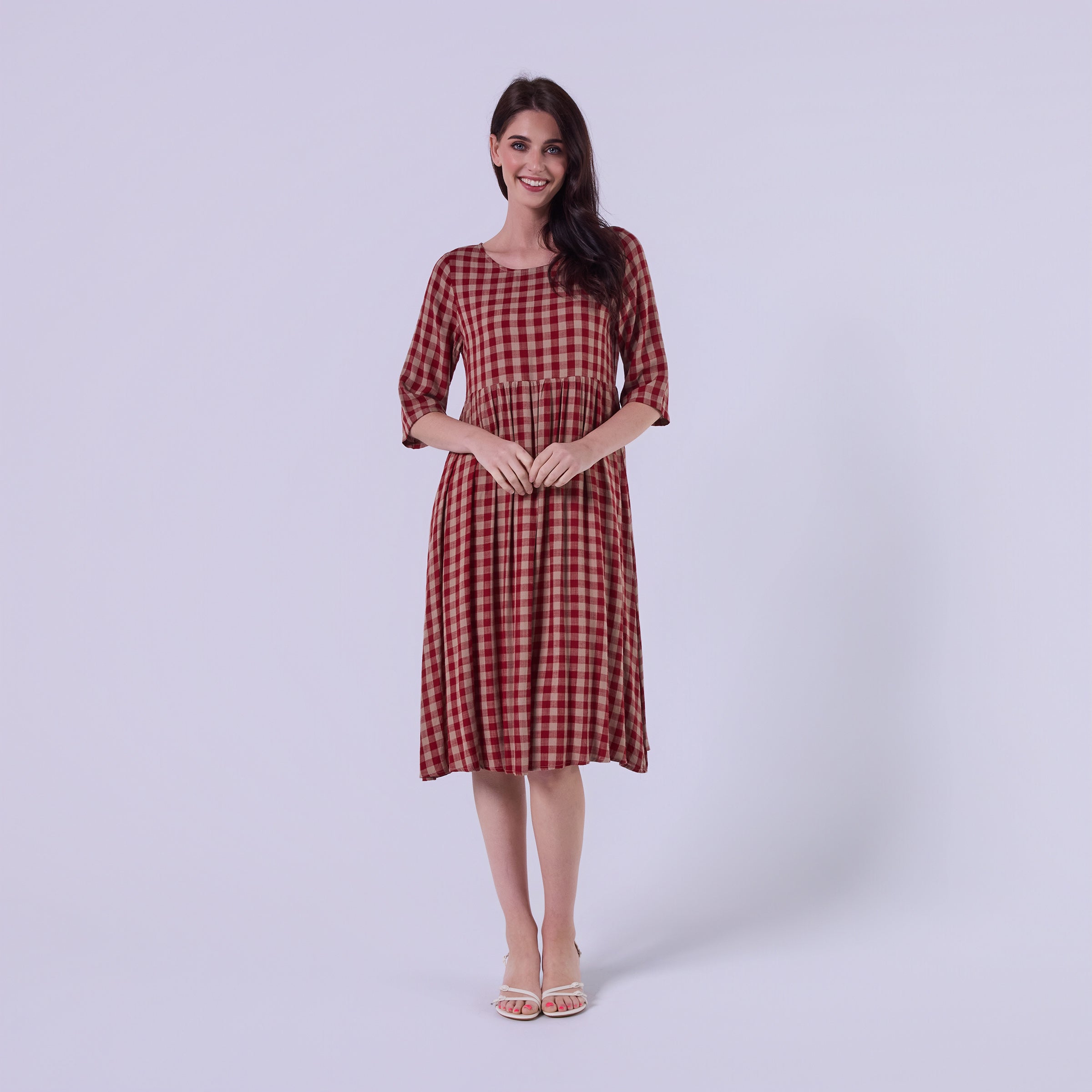 AM023015 TALIA SOFT GINGHAM DRESS