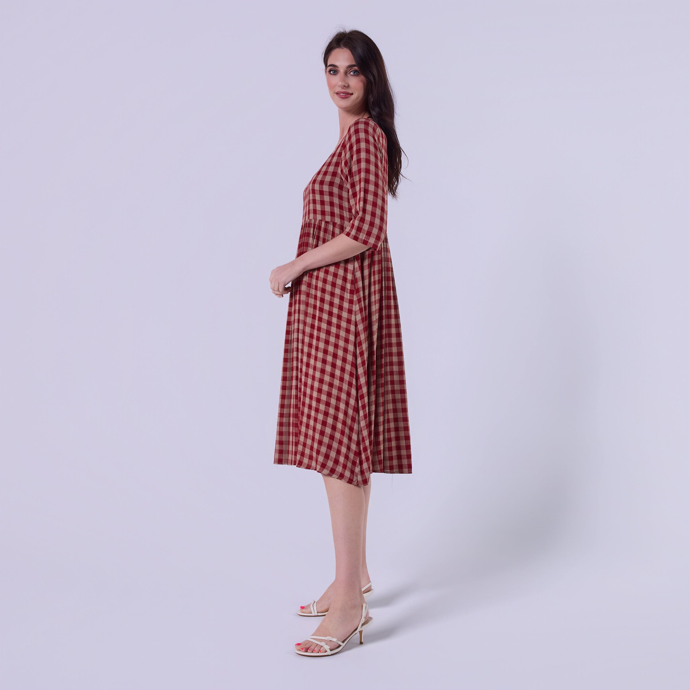 AM023015 TALIA SOFT GINGHAM DRESS