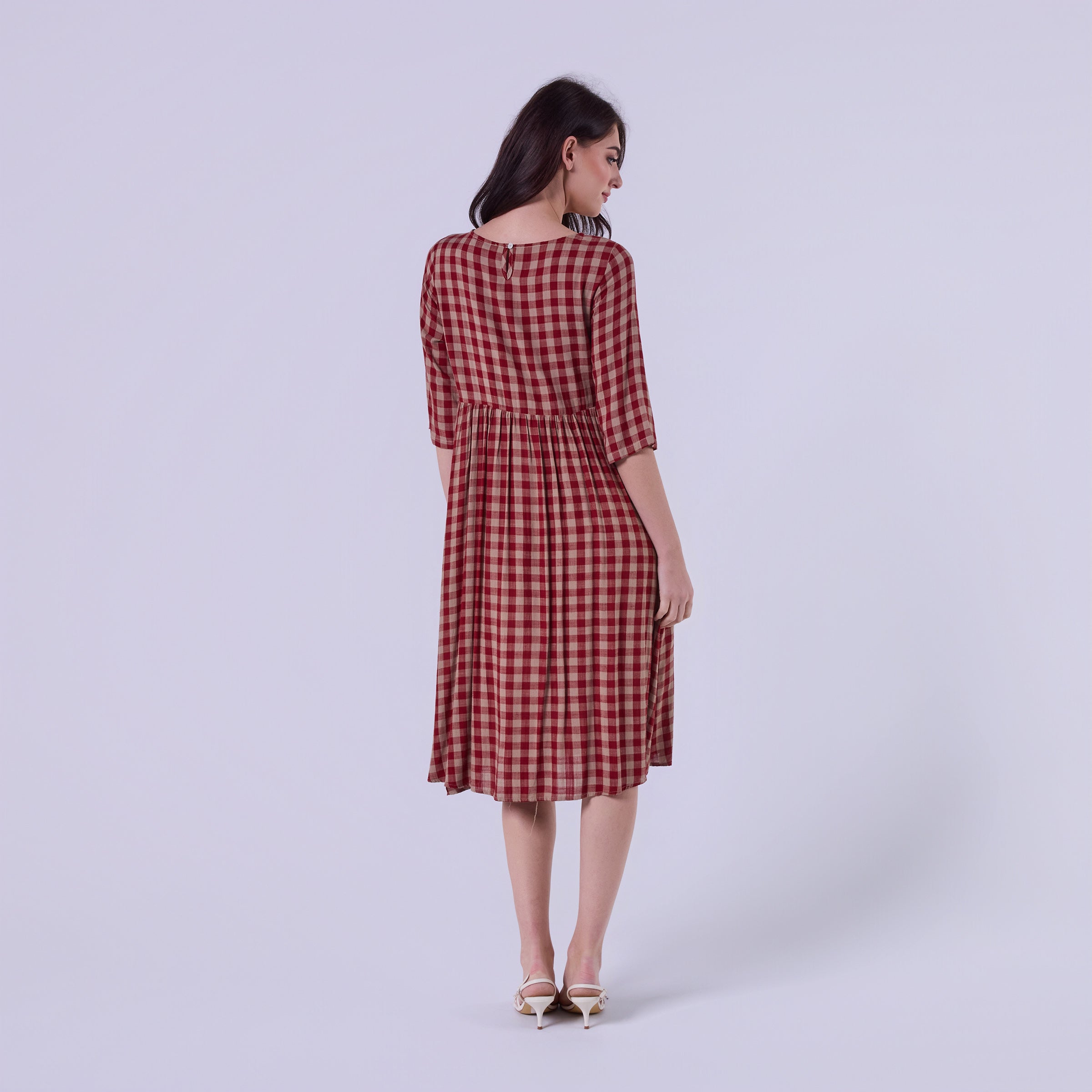 AM023015 TALIA SOFT GINGHAM DRESS