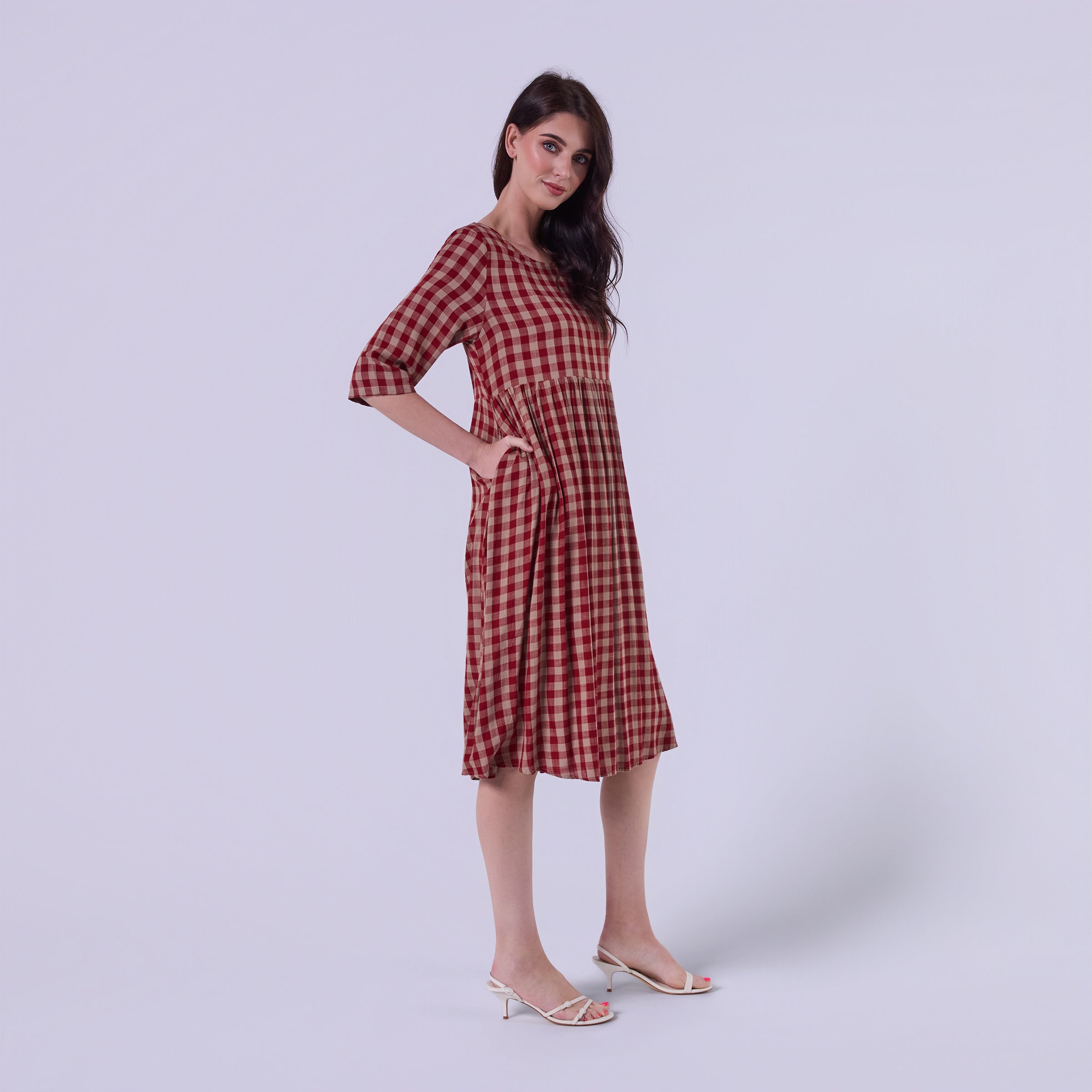 AM023015 TALIA SOFT GINGHAM DRESS
