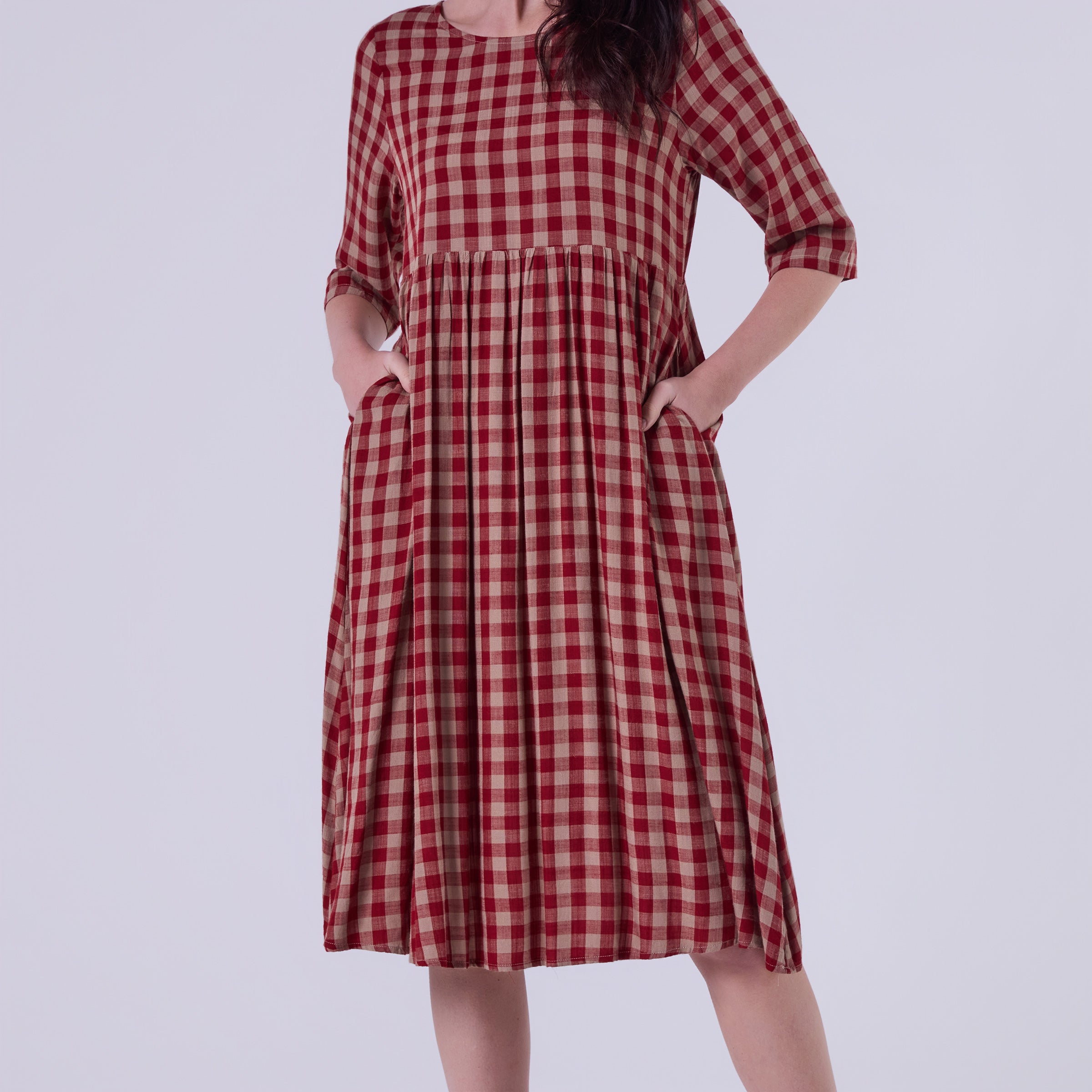 AM023015 TALIA SOFT GINGHAM DRESS