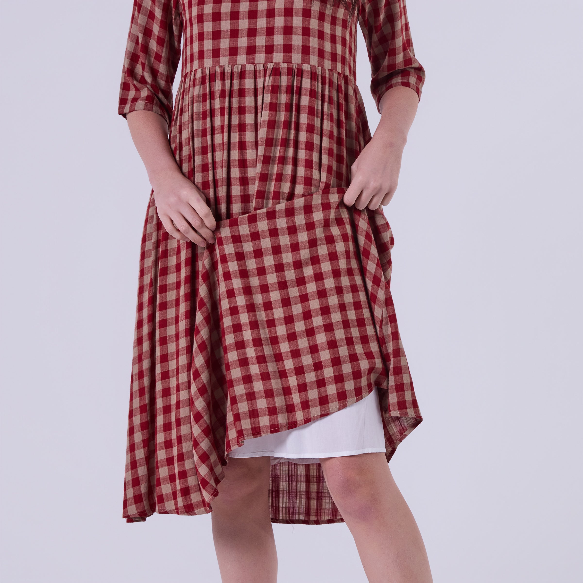AM023015 TALIA SOFT GINGHAM DRESS