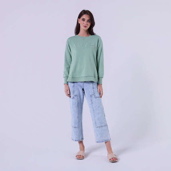 AM022161 SAGE EMBROIDERY SWEATSHIRT
