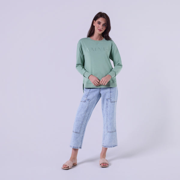 AM022161 SAGE EMBROIDERY SWEATSHIRT