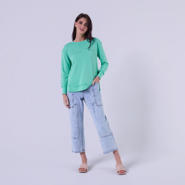 AM022161 BABY GREEN EMBROIDERY SWEATSHIRT