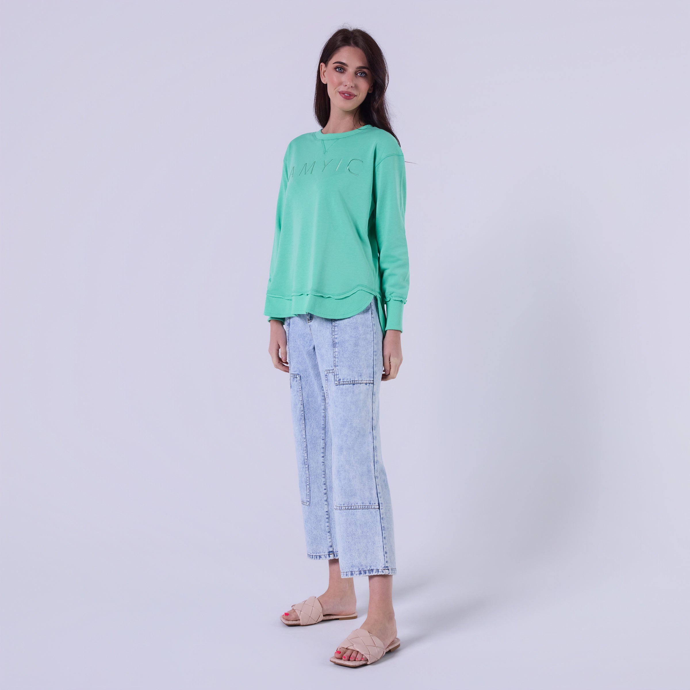 AM022161 BABY GREEN EMBROIDERY SWEATSHIRT