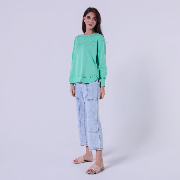 AM022161 BABY GREEN EMBROIDERY SWEATSHIRT