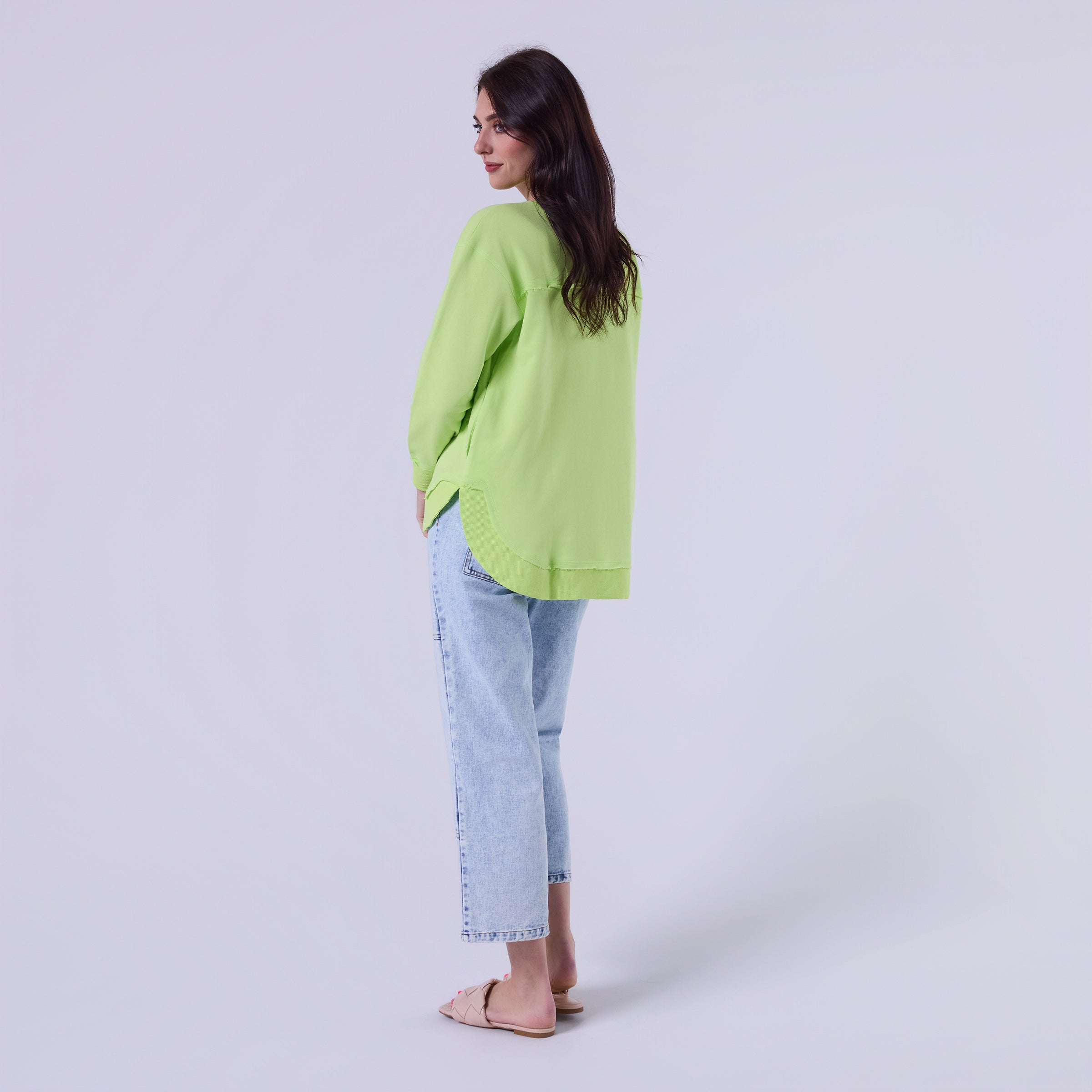 AM022161 FLORESCENT GREEN EMBROIDERY SWEATSHIRT