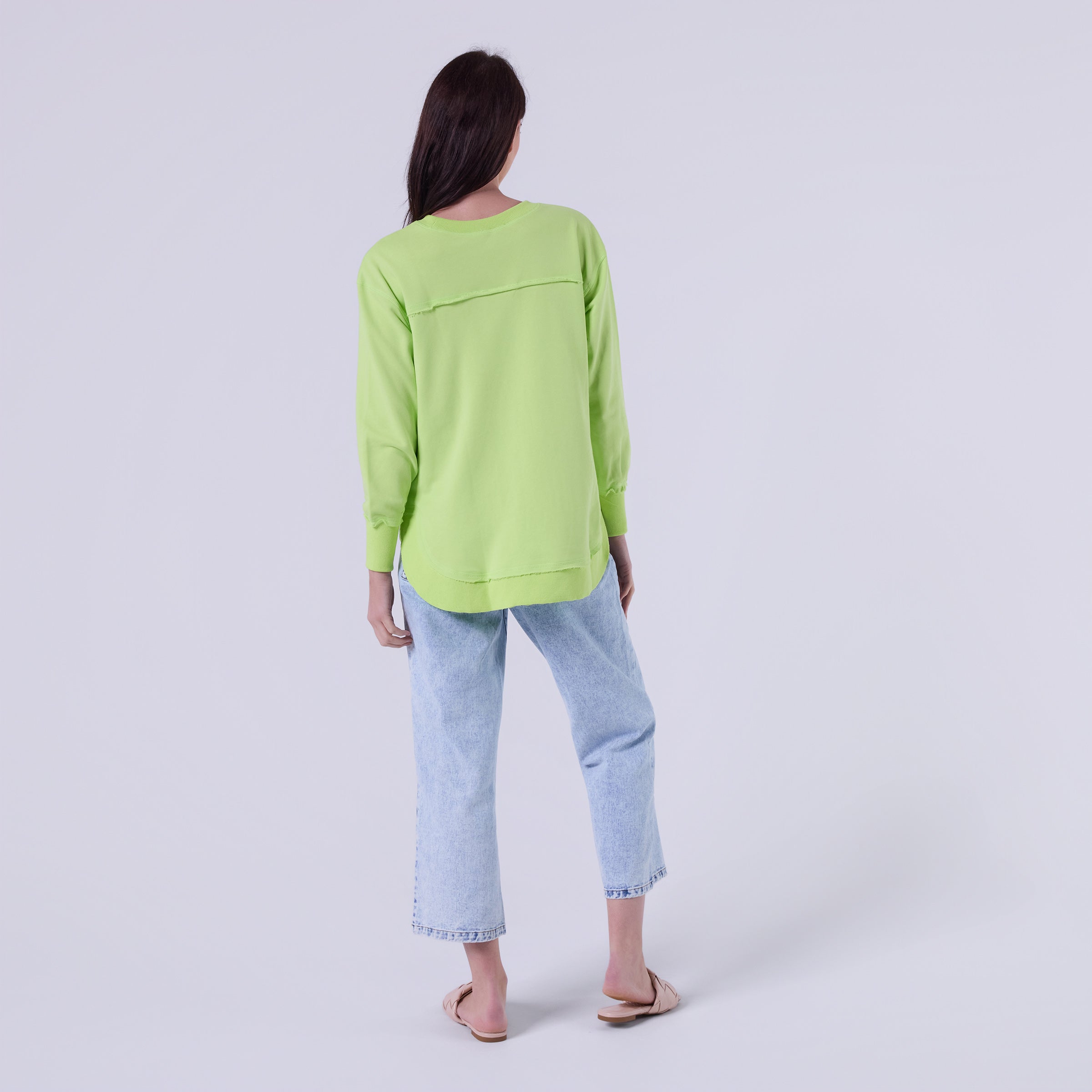 AM022161 FLORESCENT GREEN EMBROIDERY SWEATSHIRT
