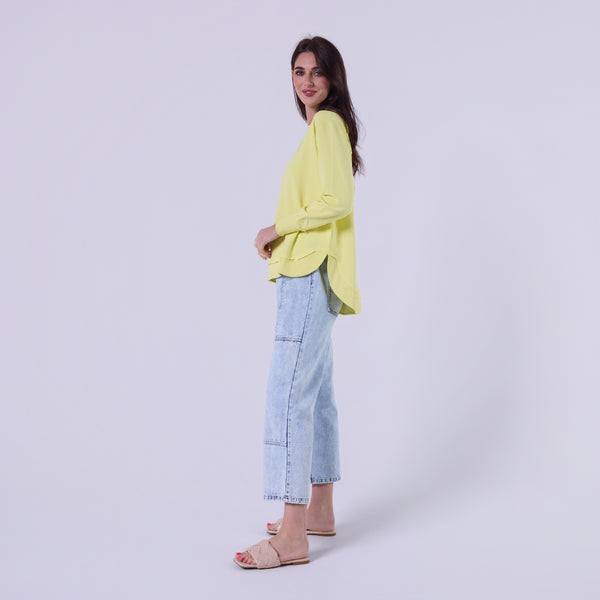 AM022161 YELLOW EMBROIDERY SWEATSHIRT