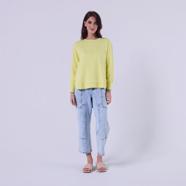 AM022161 YELLOW EMBROIDERY SWEATSHIRT