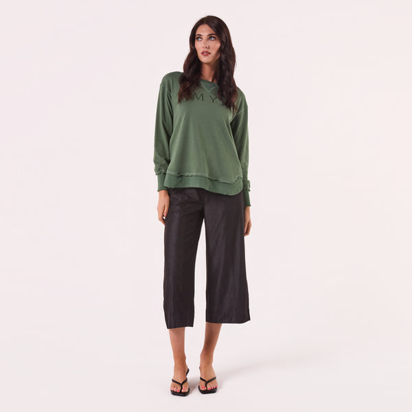 AM022161 KHAKI EMBROIDERY SWEATSHIRT