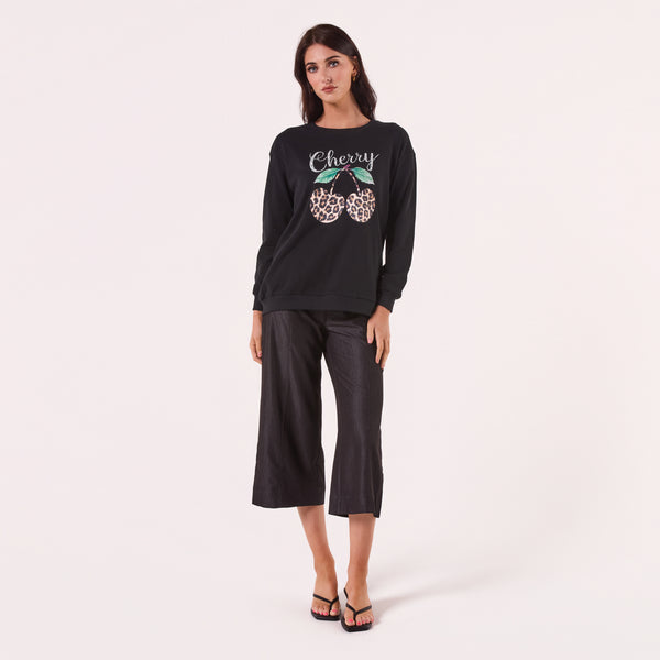 AM2502 CHERRY PRINT SWEATSHIRT