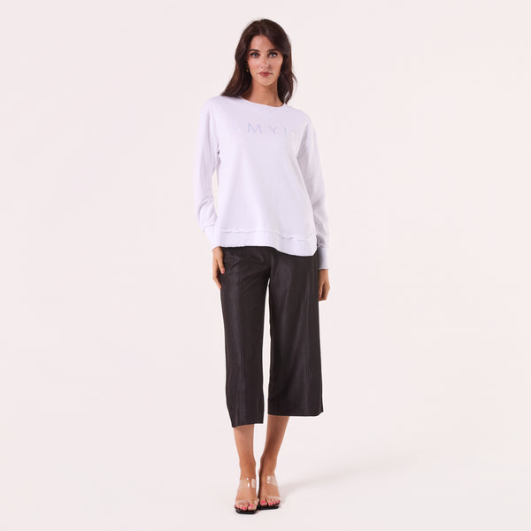 AM022161 WHITE  EMBROIDERY SWEATSHIRT