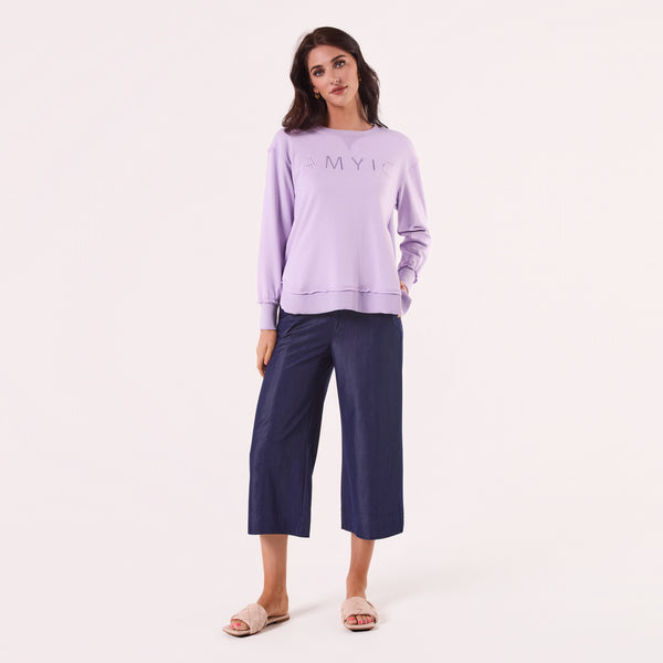 AM022161 LILAC EMBROIDERY SWEATSHIRT
