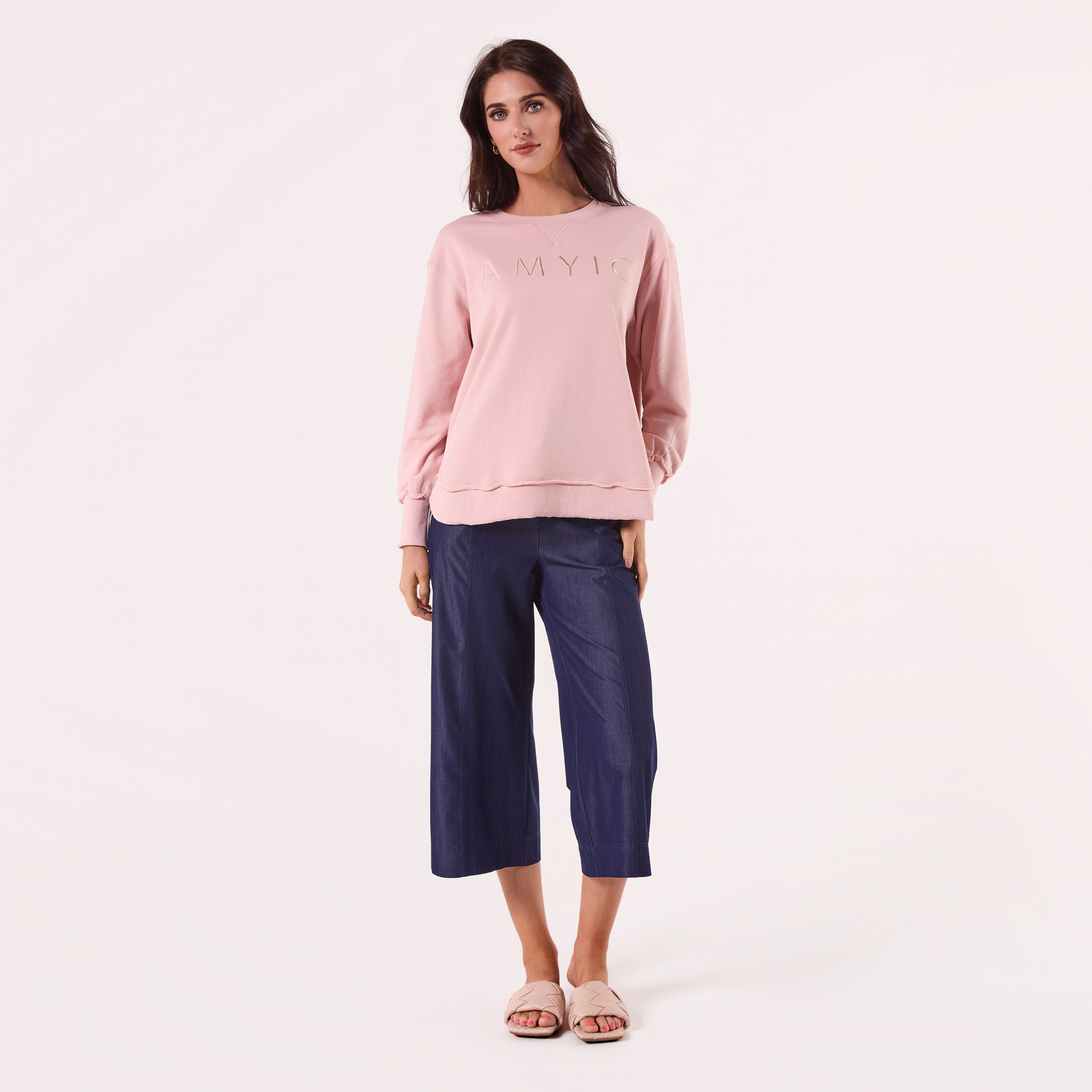 AM022161 PINK EMBROIDERY SWEATSHIRT