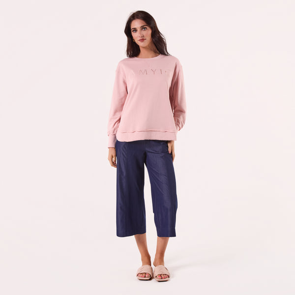 AM022161 PINK EMBROIDERY SWEATSHIRT