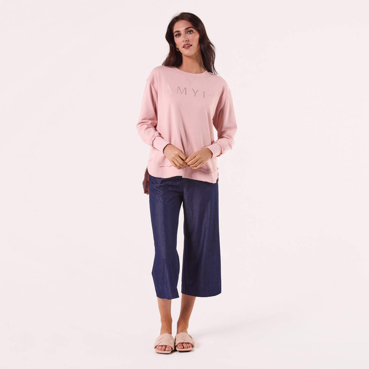AM022161 PINK EMBROIDERY SWEATSHIRT – Amyic
