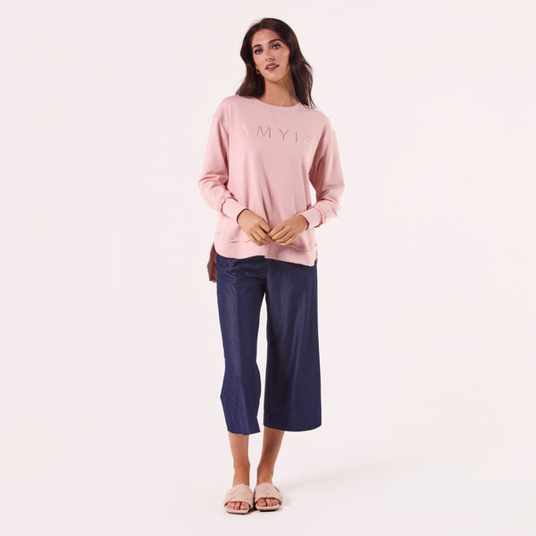 AM022161 PINK EMBROIDERY SWEATSHIRT